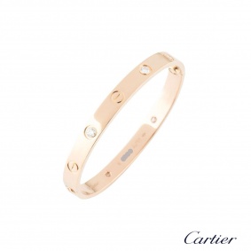 Cartier Rose Gold Half Diamond Love Bracelet Size 18 B6036018